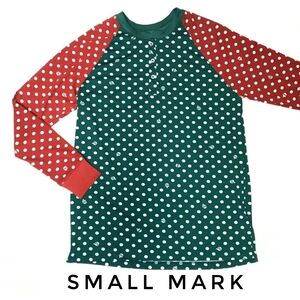 Christmas Red and Green Ornament Henley Shirt